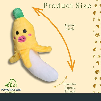 7" Squeaky Plush Toy for Puppies Small Dogs Self Etertainment Washable Soft Made [PET ONLY] (Banana)