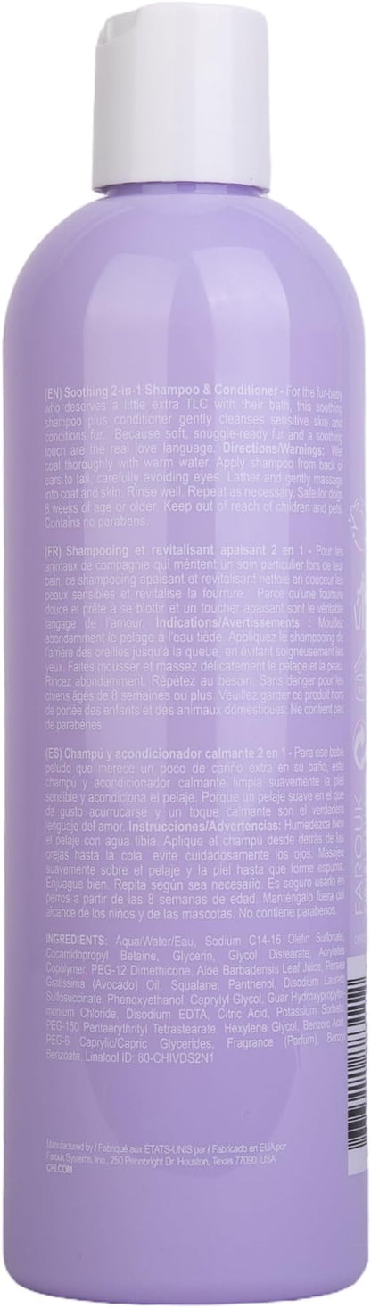 CHI Vibes for Dogs Soothing 2-in-1 Dog Shampoo & Conditioner, Sensitive Skin Cleanser + Dog Deodorizer for Puppies & Adults, Vegan pH Balanced, Gluten & Paraben Free, Made in The USA, 12 Fl Oz