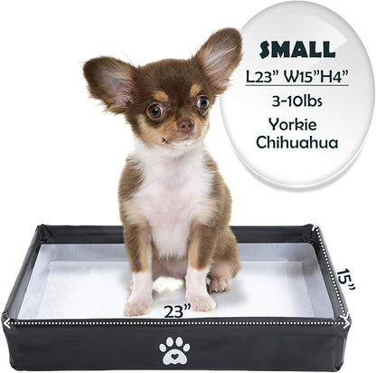 MEEXPAWS Dog Pee Pad Holder Tray Foldable, Puppy Pad Holder Liner Base High Side, Dog Litter Box Indoor for Small Dog 23 x15 in, Training Pad Holder Leak-Proof, Potty Pad Holder for Dogs Easy Clean