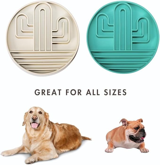 Cactus Slow Feeder Dog Bowls for Large Medium Small Breeds Silicone Non Slip Puzzle Bowl Puppy Essentials