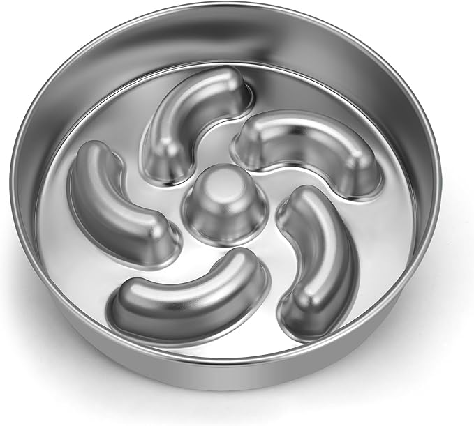 Slow Feeder Dog Bowl, 8.7 inch Stainless Steel Heavy Duty with Non-Slip Base Puzzle Maze Dog Food Bowls for Medium, Large Breed Size Dogs to Slow Down Eating