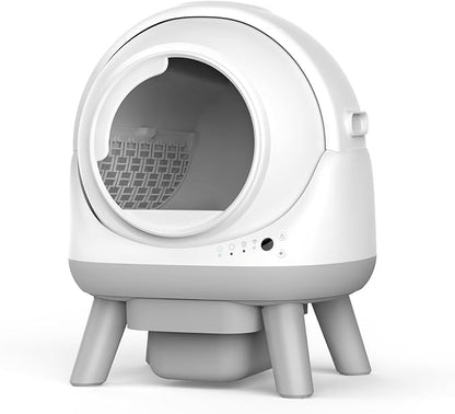 Self Cleaning Litter Box for Multiple Cats, G1 Automatic Litter Box with Smart APP Control & Health Monitoring, Includes 2 Roll Trash Bags and Litter Mat (White)