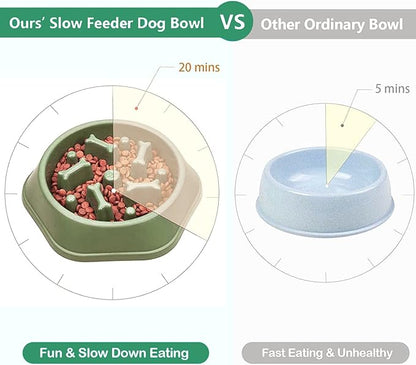 Slow Feeder Dog Bowl,Anti Gulping Healthy Eating Interactive Bloat Stop Fun Alternative Dog Slow Food Feeding Pet Bowl,