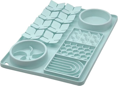 Slow Feeder Bowl, Silicone Lick Mat with Suction Cups for Dog Cat, Snuffle Mat for Pet Smell Training, Puzzle Toys for Bored Puppy,Interactive Sniff Mat for Slow Eating & Keep Busy, Mint Green