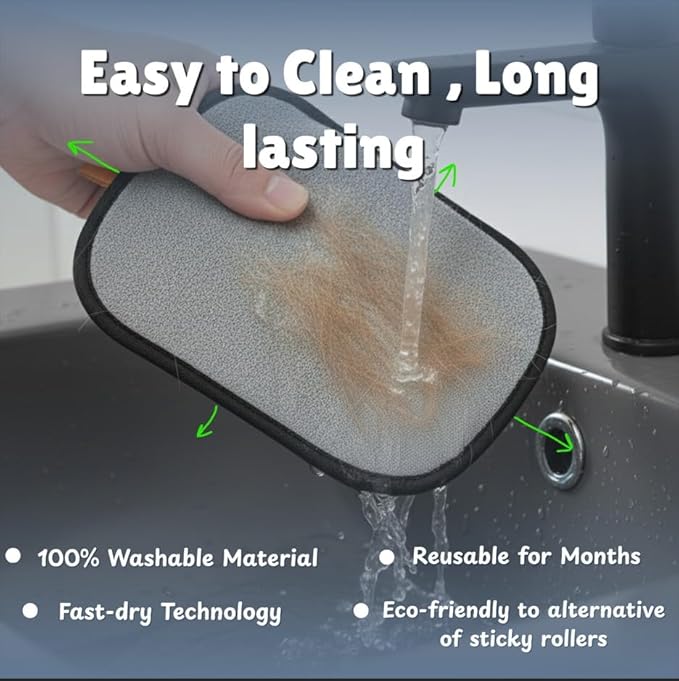 2-Pack Reusable Pet Hair Remover Gloves for Laundry, Furniture & Clothes, Best Dog & Cat Grooming Glove, Removes Fur from Couch, Car & Carpet