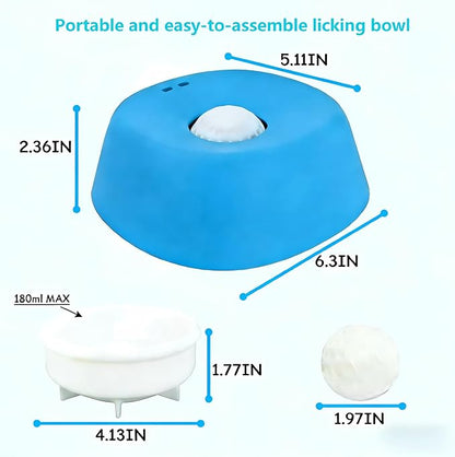Dog Lick Bowl with Rolling Ball, Slow Feeder Dog Licking Bowl for Liquid Treats Bone Broth Yogurt, Anti-Slip Interactive Lick Toy, Post-op Nutrition & Anxiety Relief for Small Medium Large Breeds