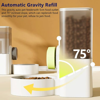 Automatic Replenish Pet Feeder, 1L Capacity Auto Gravity Cage Hanging Food Dispenser Set for Dog and Cat Small Animals, Removable Pet Food Bowl Food Container (Feeder, Green)