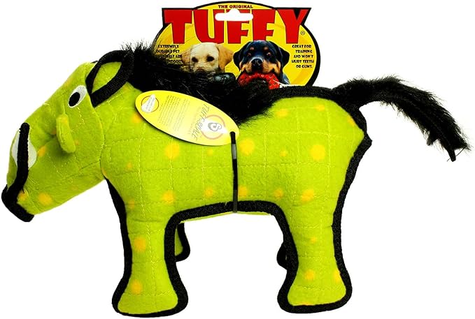 TUFFY - World's Tuffest Soft Dog Toy - Desert Warthog Green- NO Squeakers - Multiple Layers. Made Durable, Strong & Tough. Interactive Play (Tug, Toss & Fetch). Machine Washable & Floats