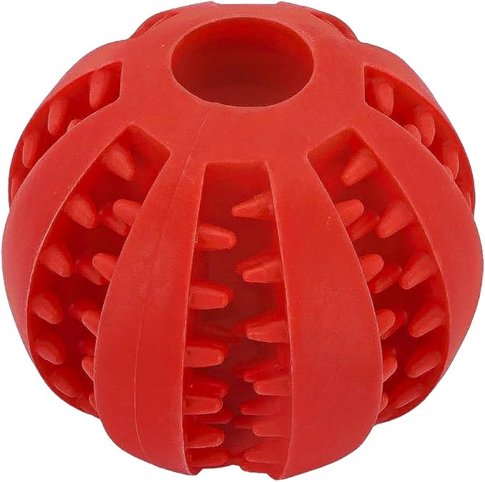 2 Pcs Non-Toxic Rubber Dog Toy Ball, 2.75 inch Durable & Tough Rubber Dog Treat Dispensing Puzzle Ball Chew Toy & IQ Training Toy for Small & Medium Sized Dogs (Red & Orange)