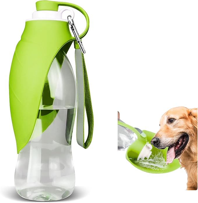TIOVERY Dog Water Bottle, Portable Pet Water Dispenser Feeder Leak Proof with Drinking Cup Dish Bowl for Outdoor Walking, Hiking, Travel, 20OZ Water Bottle Fit for Small to Large Dogs and Cats Green