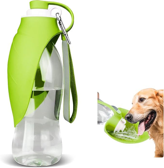 TIOVERY Dog Water Bottle, Portable Pet Water Dispenser Feeder Leak Proof with Drinking Cup Dish Bowl for Outdoor Walking, Hiking, Travel, 20OZ Water Bottle Fit for Small to Large Dogs and Cats Green