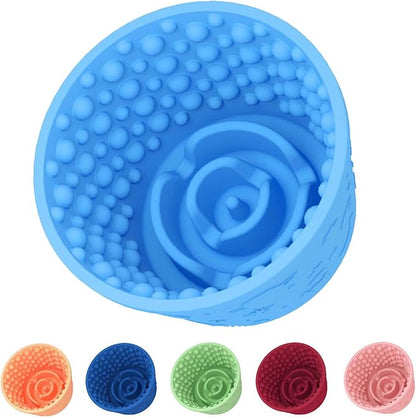 Dog Slow Feeder Lick Bowl, Non-Slip Licking Treat Dispenser, Slow Feeder Dog Bowls for Small Medium Large Breed Dogs, Anxiety Relief & Anti-Choking, BPA Free Silicone (Light Blue, 1.6 Cup)