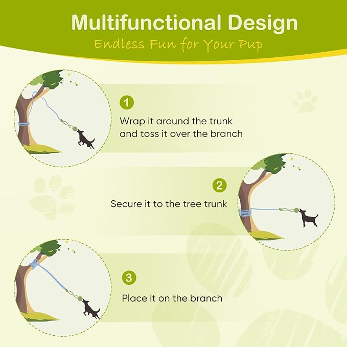 Outdoor Dog Bungee Tug Toy,Interactive Tug of War Toy for Small/Medium/Large Dogs,Tree Tuggerr Toys，Hanging from Tree Toy for Exercise Solo Play (Large)