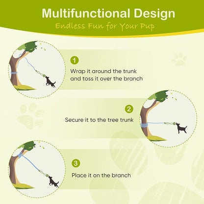 Outdoor Dog Bungee Tug Toy,Interactive Tug of War Toy for Small/Medium/Large Dogs,Tree Tuggerr Toys，Hanging from Tree Toy for Exercise Solo Play (Large)
