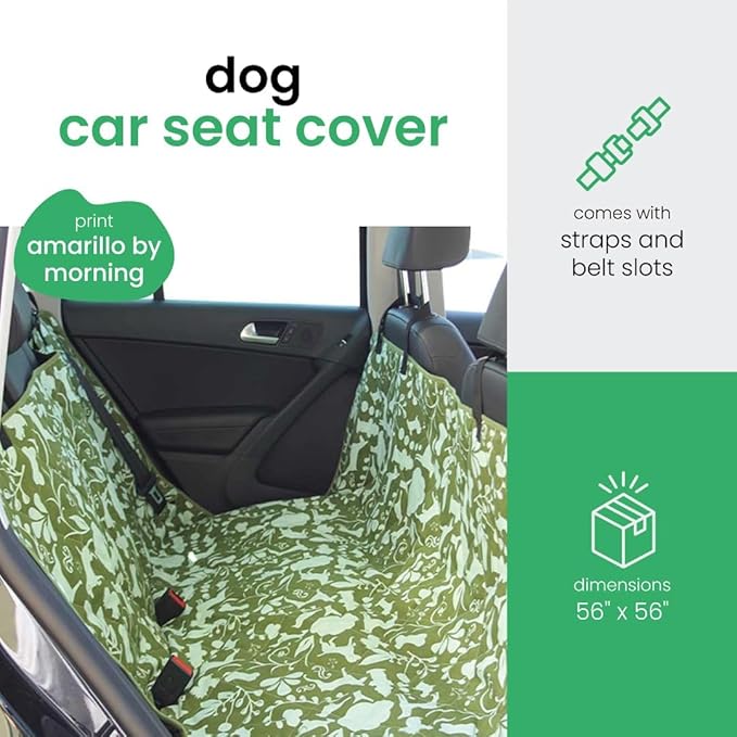 Molly Mutt 3-in-1 Back Seat Cover for Dogs, 100% Cotton Canvas Back Seat Hammock with Headrest Straps, Belt Slots, & Anchors, Non-Skid Cargo Area Cover, Machine Washable, No Harmful Chemicals, 56"x56"