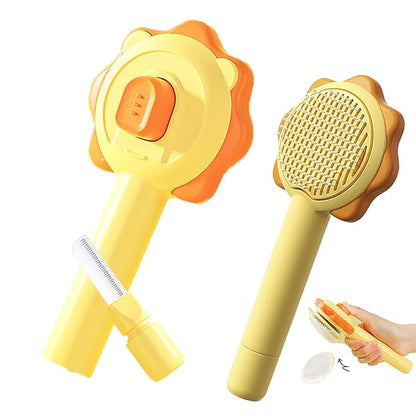 Cat Brushes for Indoor Cats,2 in 1 Self-Cleaning Slicker Brush with Open Knot for Long & Short Haried Cats,Kitten,Puppy and Large Dogs, Yellow