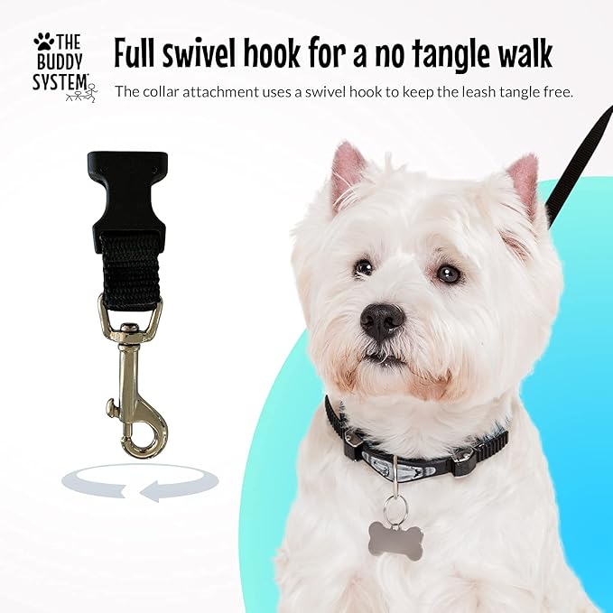 The Buddy System Hands Free Dog Leash, Adjustable Leash for Running, Jogging, Training and Service Dogs, Great for Small, Medium and Large Dogs, Made in USA (Black, Small Dog System (Large Belt))