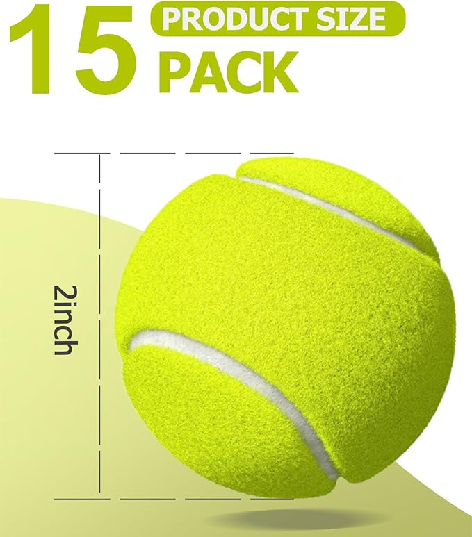 15 Pack Small Tennis Balls for Dogs, Easy Catching Pet Balls for Exercise and Fetch, 2-inch Dog Tennis Ball, Interactive Toys