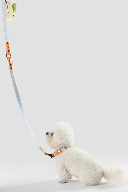 WLK1004D-5SET Luna Small 8FT Adjustable 6-in-1 Waterproof Hands-Free Leash and Collar with LED Flashlight, Bag Dispenser, and Poop Bag Holder, Fishbowl