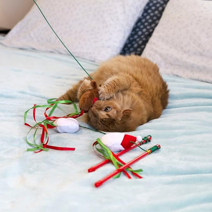 Midlee Christmas Cat Wand with Ribbon - 3 Pack