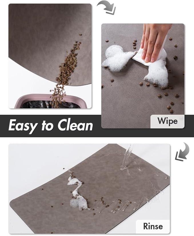 MontVoo-Absorbent Pet Feeding Mat-No Stains Pet Mat for Food and Water Bowl-Quick Dry Cat & Dog Food Mat Water Dispenser Mat-Pet Supplies Mat-Dog Water Bowl Mat for Messy Drinker,（Brown,23"x34"）