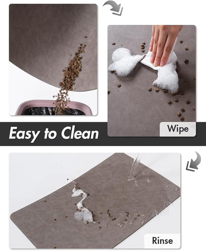 MontVoo-Absorbent Pet Feeding Mat-No Stains Pet Mat for Food and Water Bowl-Quick Dry Cat & Dog Food Mat Water Dispenser Mat-Pet Supplies Mat-Dog Water Bowl Mat for Messy Drinker,（Brown,16"x24"）