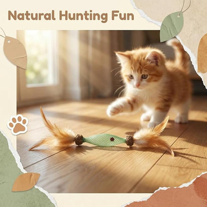 6 Pcs Catnip Chew Toys for Cats-2 Natural Silvervine Chew Cat Toys, 1 Catnip Shrimp, 1 Natural Feather Cat Toys, 1 Realistic Scorption and 1 Interactive Crinkle Toys for Indoor Cats