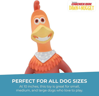 Multipet Chicken Run Rocky Latex Dog Toy - Durable Squeaky Toy for All Dogs - Easy-to-Clean Latex Squeaky Toys - for Cuddling, Chewing & Playing (10")