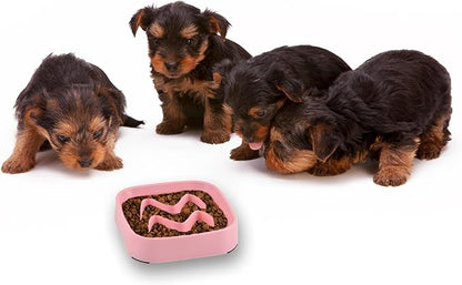 2 Pack Slow Feeder Bowls - Small Breed, Pink Silicone, Slow Down Eating Speed for Medium Small Breed Dogs & Cats