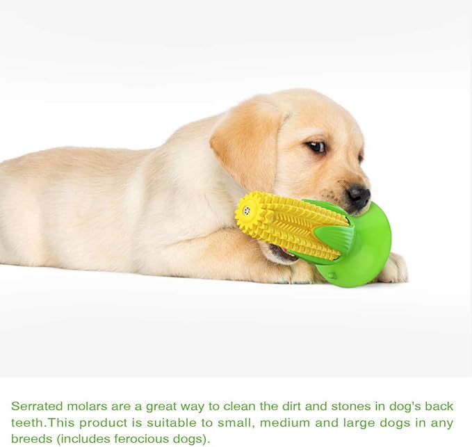 Carllg Puppy Teething Chew Toys, Dog Chew Toys - Corn Stick Tough Toys for Training and Cleaning Teeth, Squeaky Suction Cup Toothbrush Interactive Toy for Small Medium Dog