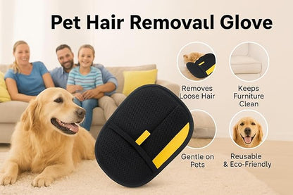 Newly Upgraded Pet Hair Removal Gloves 2025– Reusable Electrostatic Fur Cleaning Hair Removal Grooming Glove for Dogs & Cats, Clothes, Sofas, Carpets,Car Seats & Other Pets