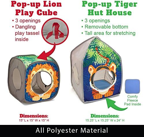 Kitty City Safari Jungle Cat Play Set, Collapsible Pop-Up Cat Toys Combo with Cube, Tunnel & Hideout, Interactive Indoor Kitty Playhouse for Exercise, Hiding & Lounging - Image 5