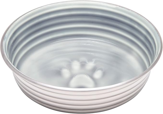 Loving Pets - Le BOL Dog Food Water Bowl Enamel Ceramic Bowl No Tip Stainless Steel Pet Bowl No Skid Spill Proof (Extra Small, Parisian Gray)
