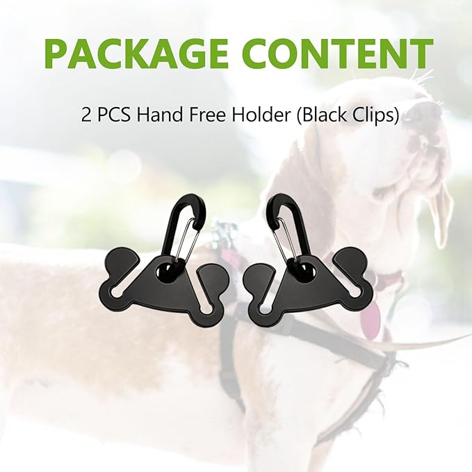 Dog Poop Bag Holder for Waste Bags Dispenser Leash Pet Waste Bag Carrier Hand Free Walking Holder,2PCS Black Holders