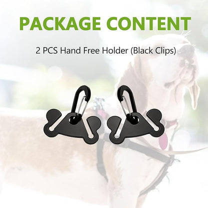 Dog Poop Bag Holder for Waste Bags Dispenser Leash Pet Waste Bag Carrier Hand Free Walking Holder,2PCS Black Holders