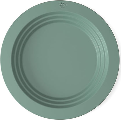 EcoLeo Whisker Friendly Cat Food Dish, Platinum Silicone, LFGB Certified Non-Toxic, Anti Whisker Fatigue, Low Profile, Shallow, Non Slip, Cat Dog Kitten Feeding Dish_Green