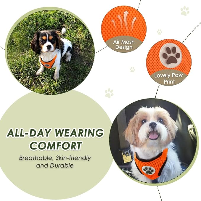 Lukovee Dog Seat Belt for Car, Adjustable Dog Car Harness for Large Medium Small Dogs, Soft Padded & Breathable Mesh Dog Seatbelt with Car Strap and Carabiner (Orange,M)