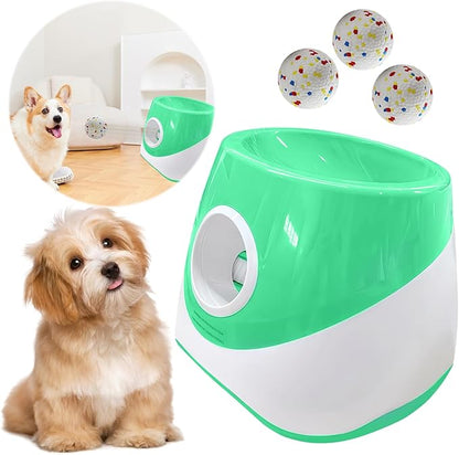 Automatic Dog Ball Thrower, Dog Ball Thrower with 3 Tennis Balls and 3 Adjustable Distance20-46Inch, Interactive Balls Throw for Small Dogs