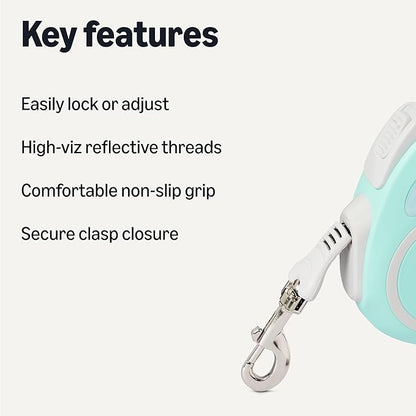 Amazon Basics Retractable Dog Leash, Reflective with Ergonomic Handle, Large