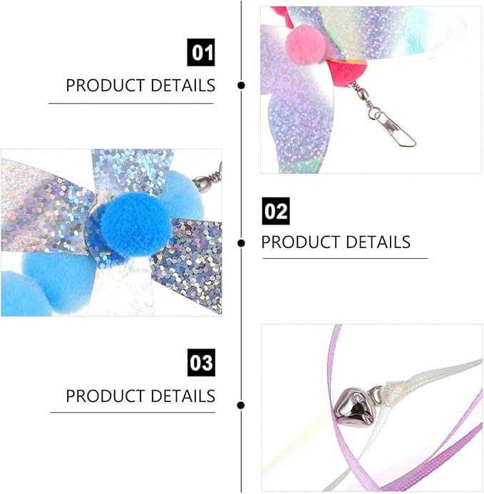 balacoo Cat Teaser Wand Accessories Set 4 Pcs Interactive Cat Stick Toys with Bell Feather for Indoor Play and Exercise 3.93X0.78X7.08 Inches