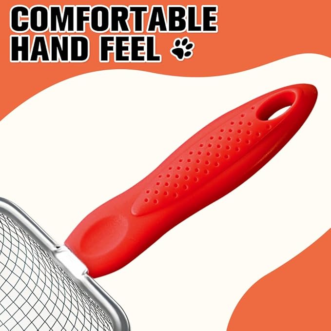 Cat Litter Scoop,Sturdy Litter Cleaner Corner Shovel,Stainless Steel Mesh Litter Shovel,Easy to Clean Reptile Terrarium Sand Waste,Beach Shovel(Red)