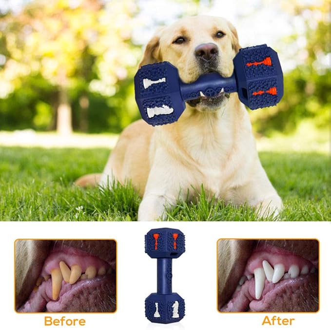 Dog Chew Toys for Aggressive Chewers Indestructible Dog Toys Tough Natural Rubber Dumbbell Toy for Small Medium Large Dogs Large Blue