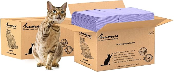 PetsWorld Universal Fit Cat Pad Refills for Litter Box, Fresh Scent, Odor Control, Pack of 400