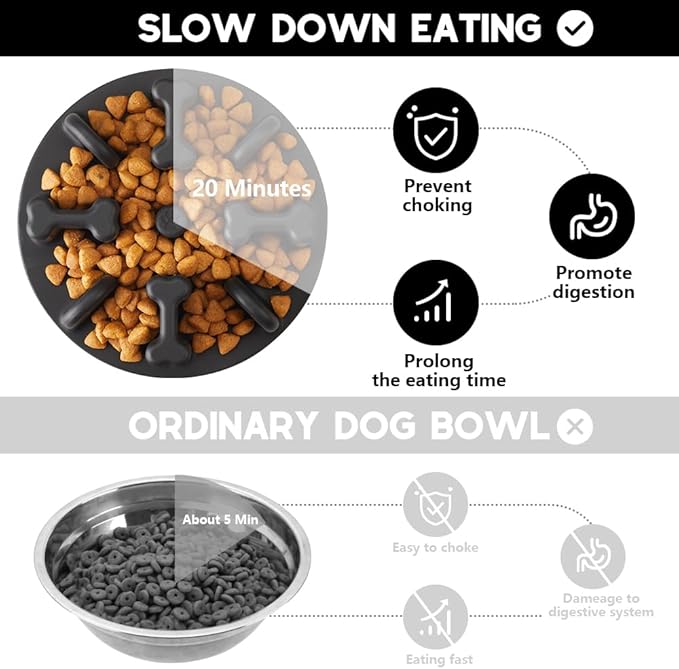 Soft Silicone Anti-Choking Puzzle Dog Bowl Insert, Anti-Slip Slow Eating Feeder for Regular Elevated Dog Bowls