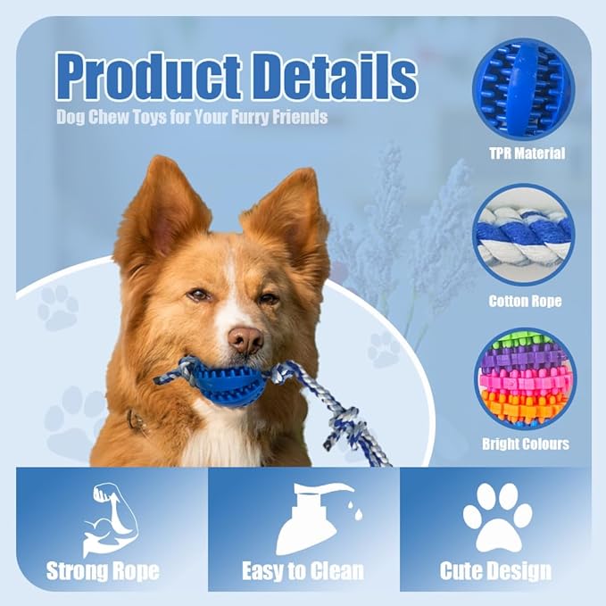 3-Pack TPR Rope Dog Toys Set – Durable Chew Toys for Small & Medium Dogs, Interactive Tug of War Dog Toy Set