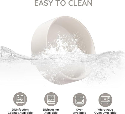 SPUNKYJUNKY 28.7OZ Ceramic Dog and Cat Bowl, Modern Cute Weighted Food Water Bowl for Replacement White (2 Pack)
