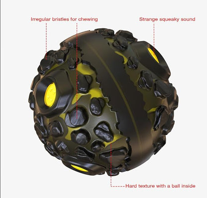 CYBERNOVA Interactive Dog Toys,Dog chew Ball, Fun Squeaky Sound Ball for Small Medium Large Breeds (Black+Yellow)