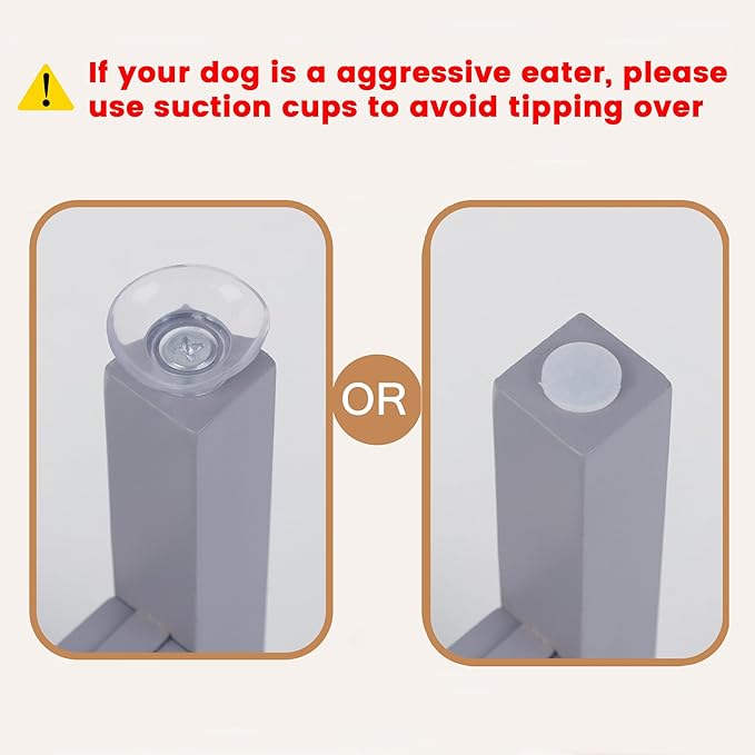 HTB Elevated Dog Bowl Stand,Adjustable Dog Food Stand for 8”-11” Bowls,Single DogBowl Holder 14” Tall for Large Dogs Grey