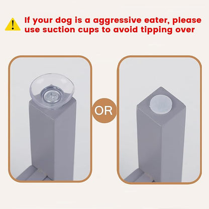 HTB Elevated Dog Bowl Stand,Adjustable Dog Food Stand for 8”-11” Bowls,Single DogBowl Holder 14” Tall for Large Dogs Grey