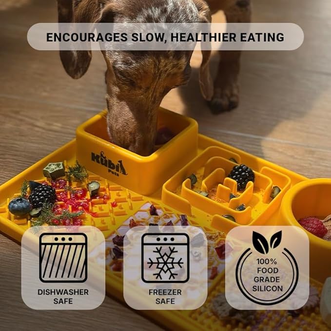 Snack Board Slow Feeder for Dogs – Large Enrichment Feeding Board with Mini Bowls & Flat Sections, Perfect for Treats & Meals | Kubi Pets